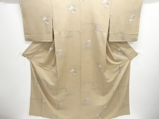 色紙に桜・万寿菊模様単衣小紋着物